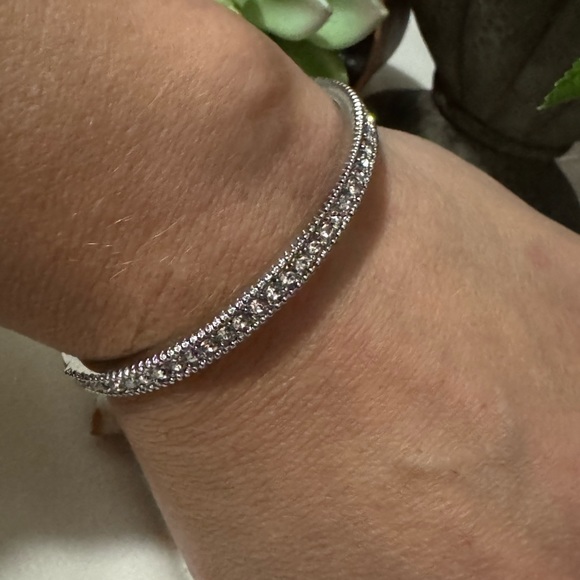 Crystal Encrusted Bangle-Silver Toned - Picture 13 of 15